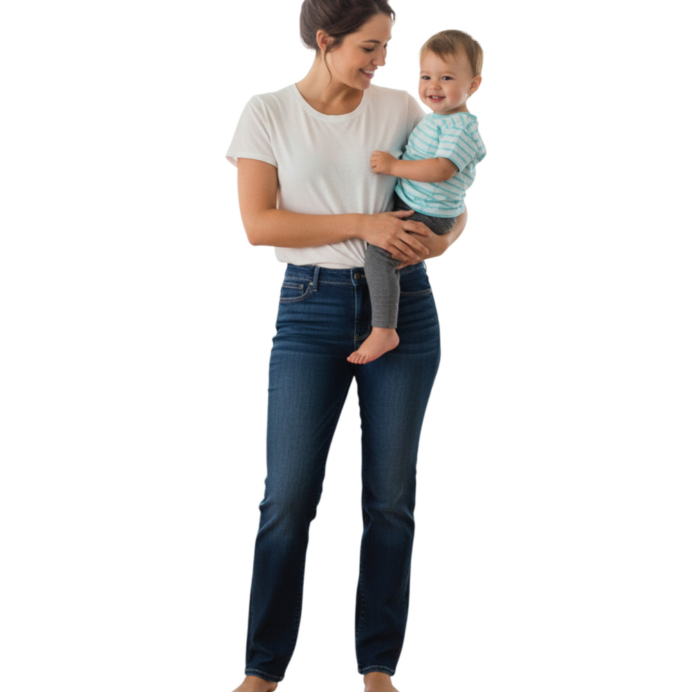 NWT Levi Strauss Signature Straight Jeans Women 16L Mid Rise Blue Stretch Denim